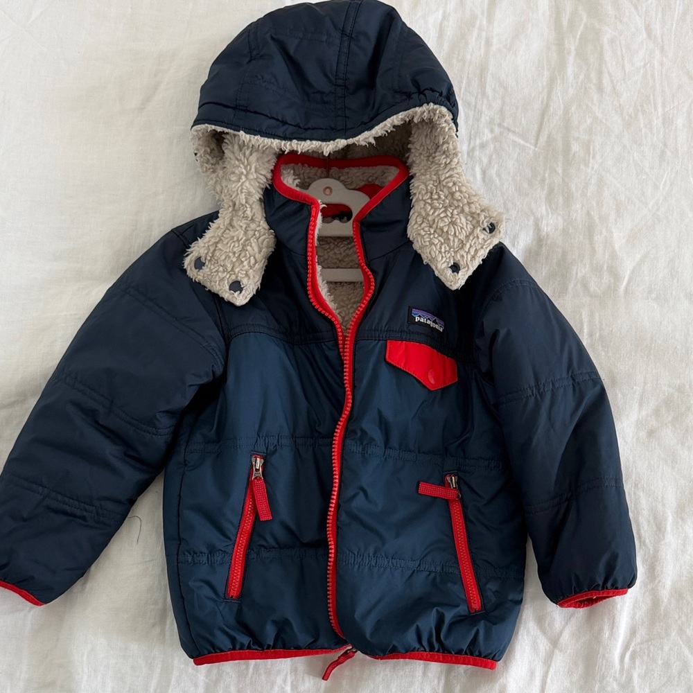 Patagonia Beige and Red Sherpa Jacket